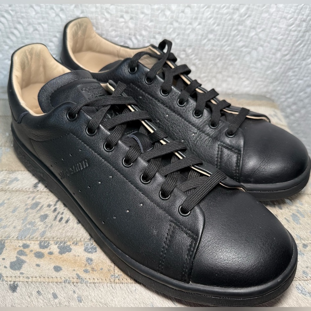 Adidas Stan Smith Lux Core Black Sand Strata Leather Sneakers 9